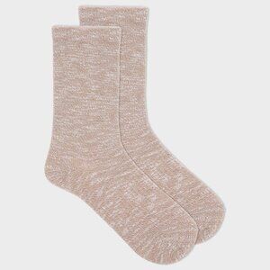 Alaska Knits Women's Lightweight Wool Blend Marled Crew Socks Khaki Size 4-10